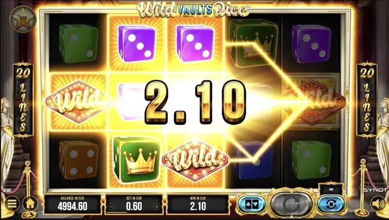 Wild Vaults Dice - リールと金庫のあるメイン画面